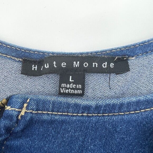 Haute Monde Womens Sheath Dress Blue Mini Stretch Scoop Neck Zipper Sleeveless L - Picture 6 of 10